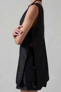 Exaggerated Dupioni Tank Black
