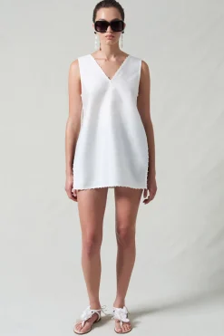 Exaggerated Dupioni Tank White