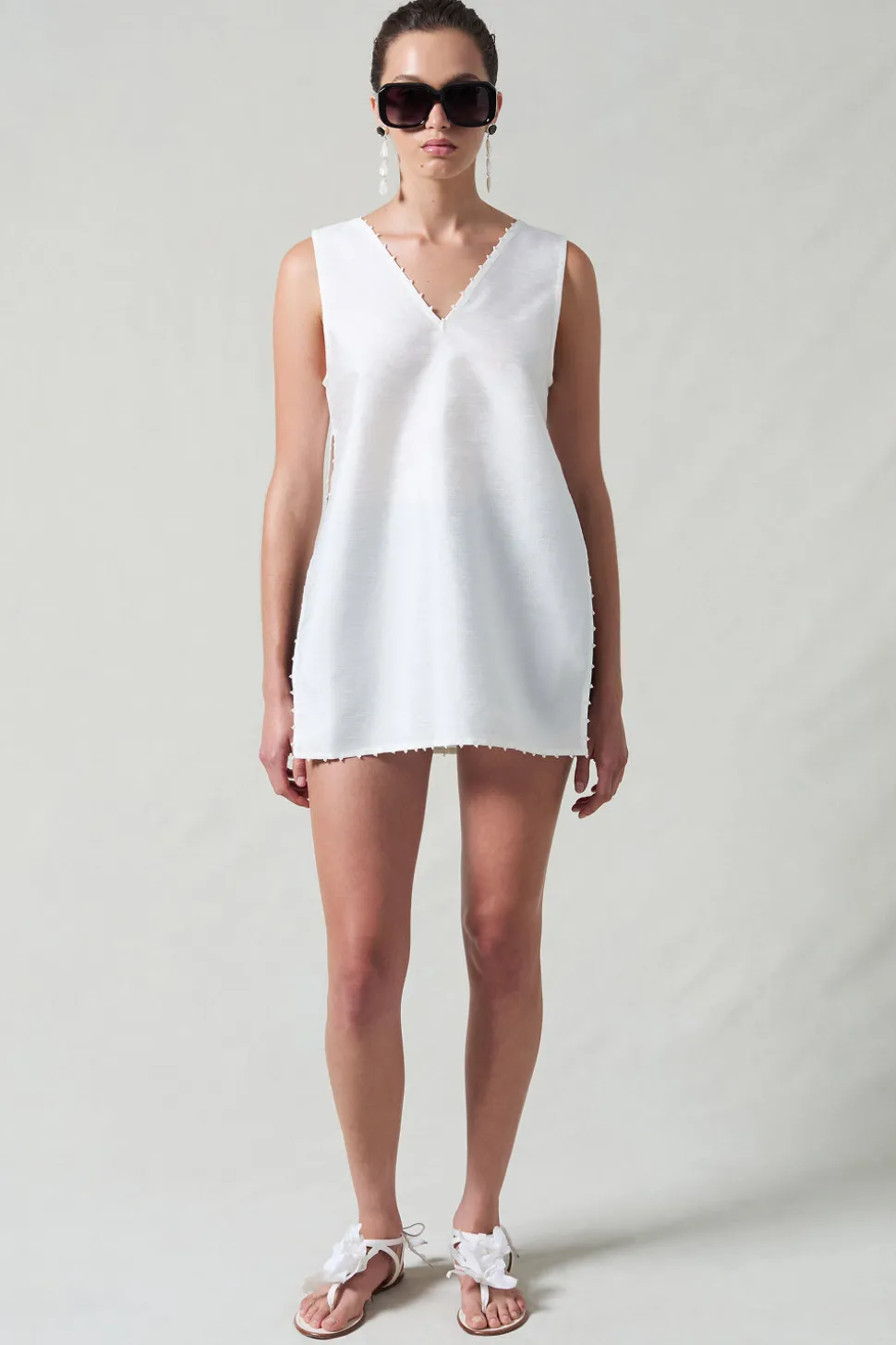 Exaggerated Dupioni Tank White