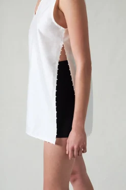 Exaggerated Dupioni Tank White