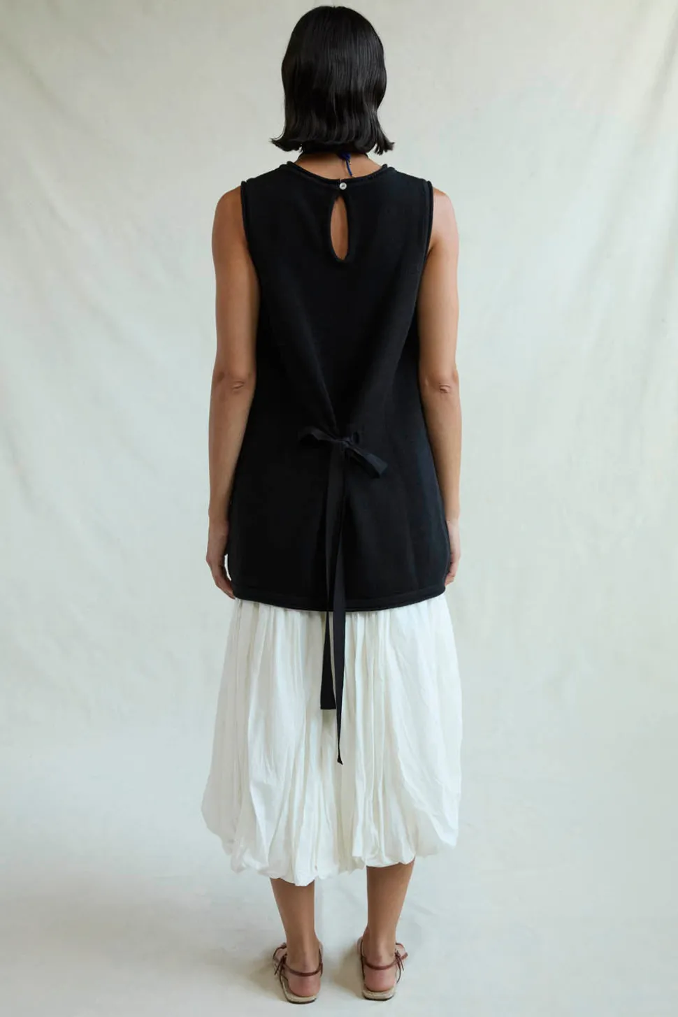 Exaggerated Knit Tank Black