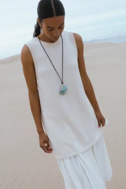 Exaggerated Knit Tank Eggshell