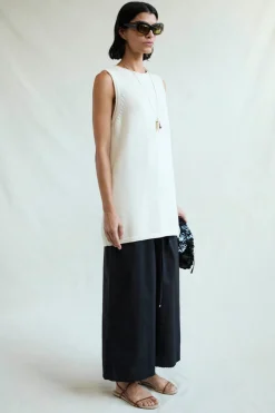 Exaggerated Knit Tank Eggshell