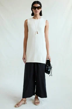 Exaggerated Knit Tank Eggshell