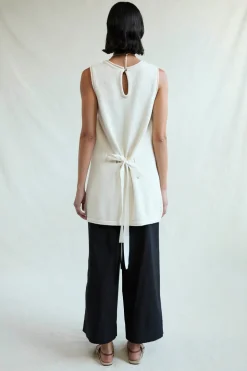 Exaggerated Knit Tank Eggshell