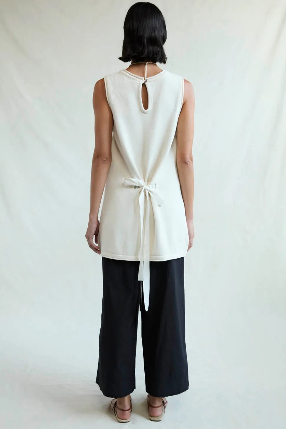 Exaggerated Knit Tank Eggshell
