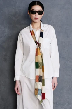 Exaggerated Silk Tie Scarf Patchwork