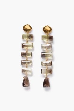 Fishbone Tiered Earrings Quartz