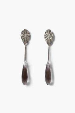 Fluted Drop Earrings Smoky Quartz