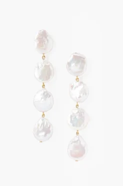 Four Tiered White Keshi Pearl Earrings