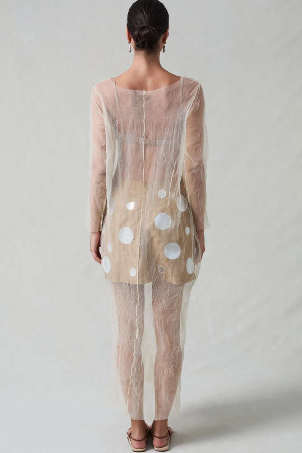 Ghost Crinkle Mesh Overlay Ivory