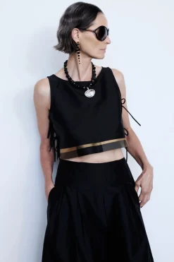 Gigi Silk Tank Top Black