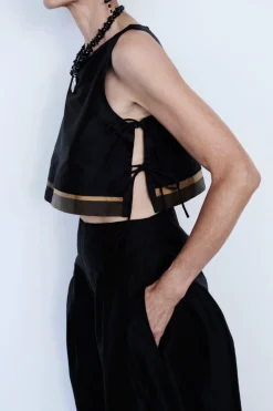 Gigi Silk Tank Top Black