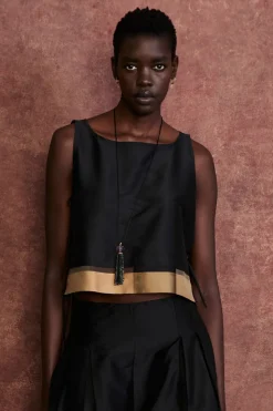 Gigi Silk Tank Top Black