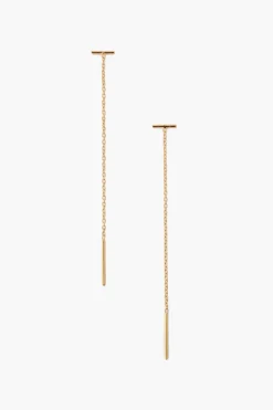 Gold Bar Chain Thread Earrings