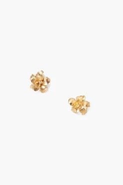 Gold Hibiscus Stud Earrings