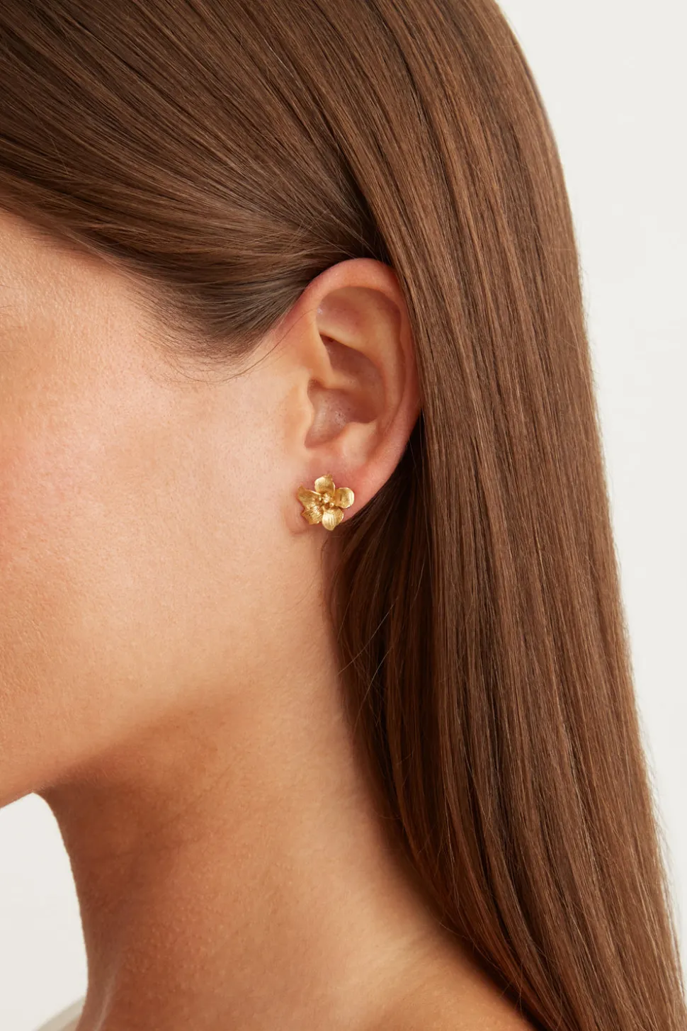 Gold Hibiscus Stud Earrings