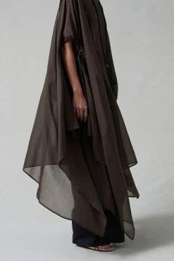 High Low Cotton Silk Caftan Earth