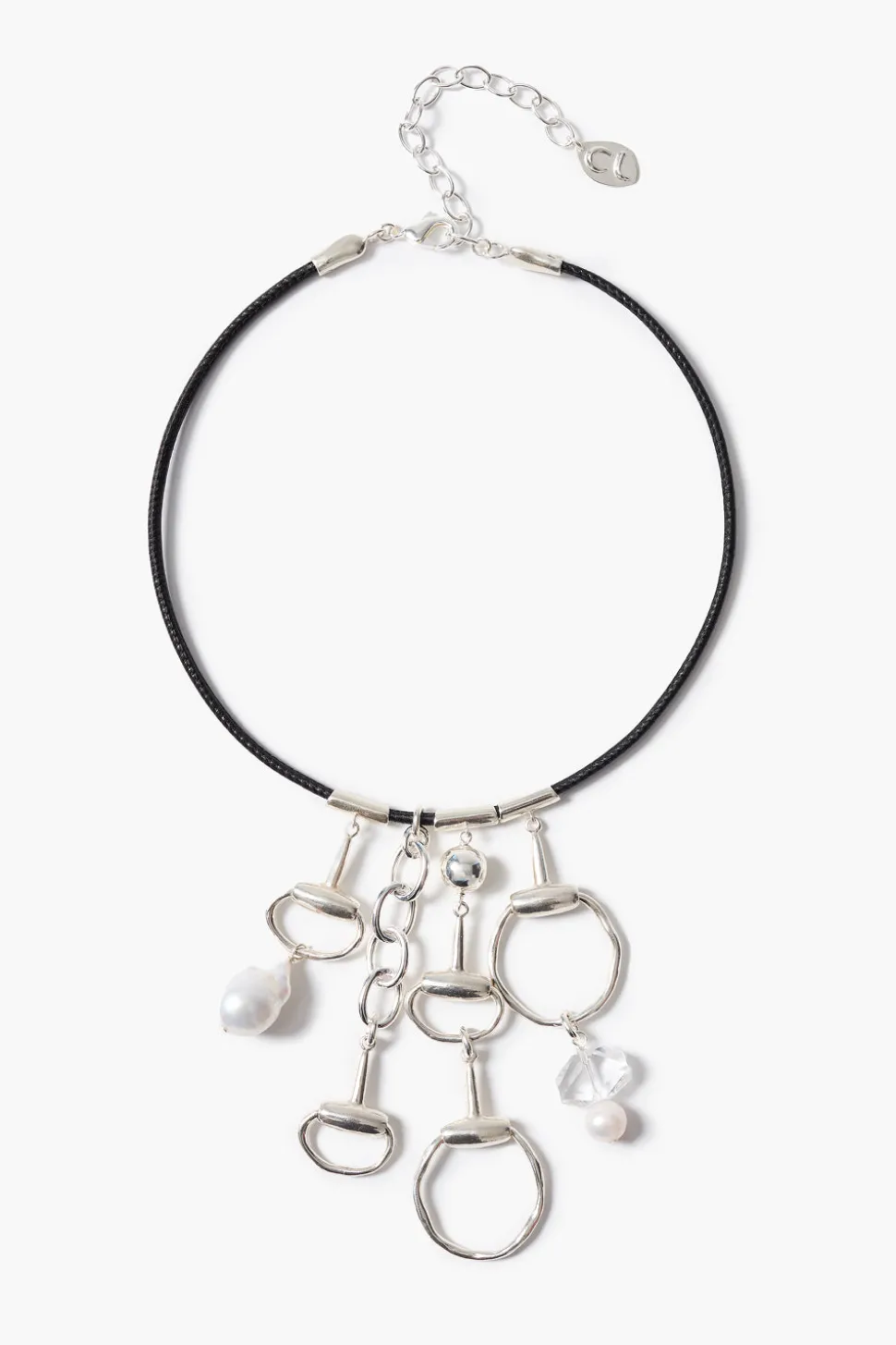 Horsebit Charm Necklace Silver
