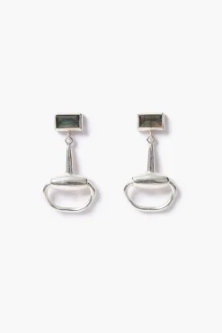 Horsebit Drop Earrings Labradorite