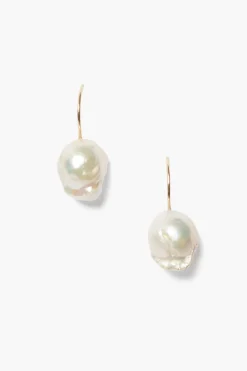 14k Baroque Earrings White Pearl
