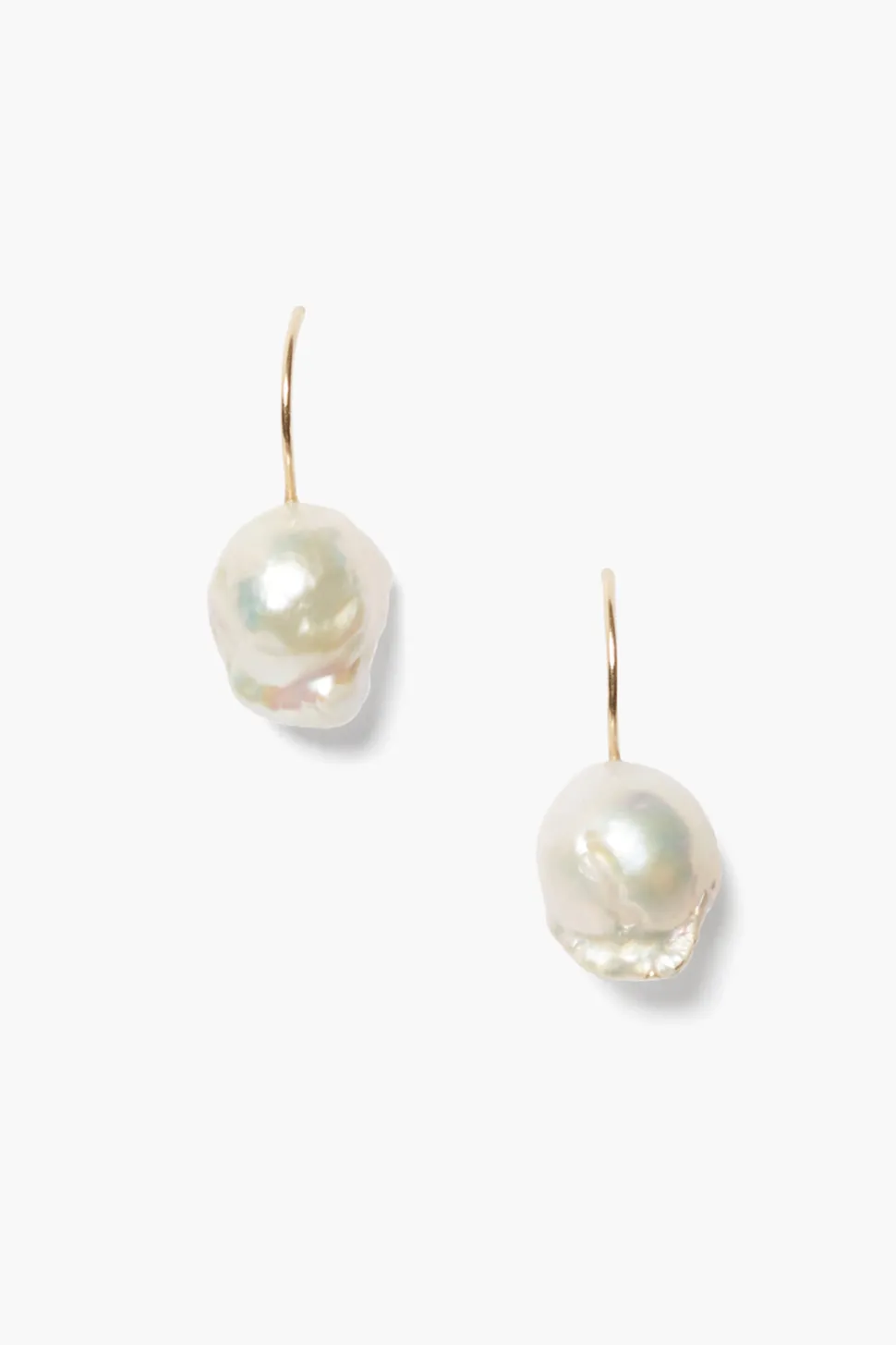14k Baroque Earrings White Pearl