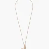 14k Chandelier Pearl Cross Necklace Natural Pink