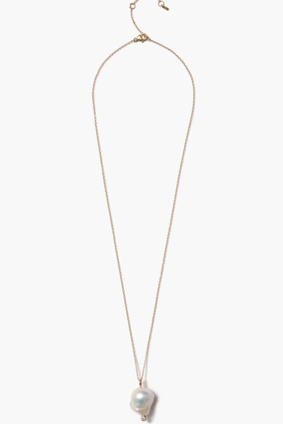 14k Diamond Baroque Necklace White Pearl
