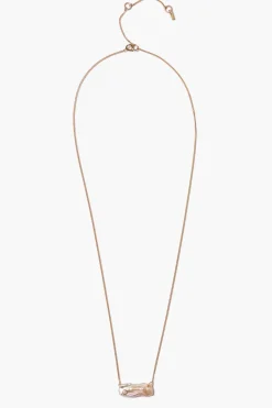 14k Diamond Biwa Bar Necklace Pearl