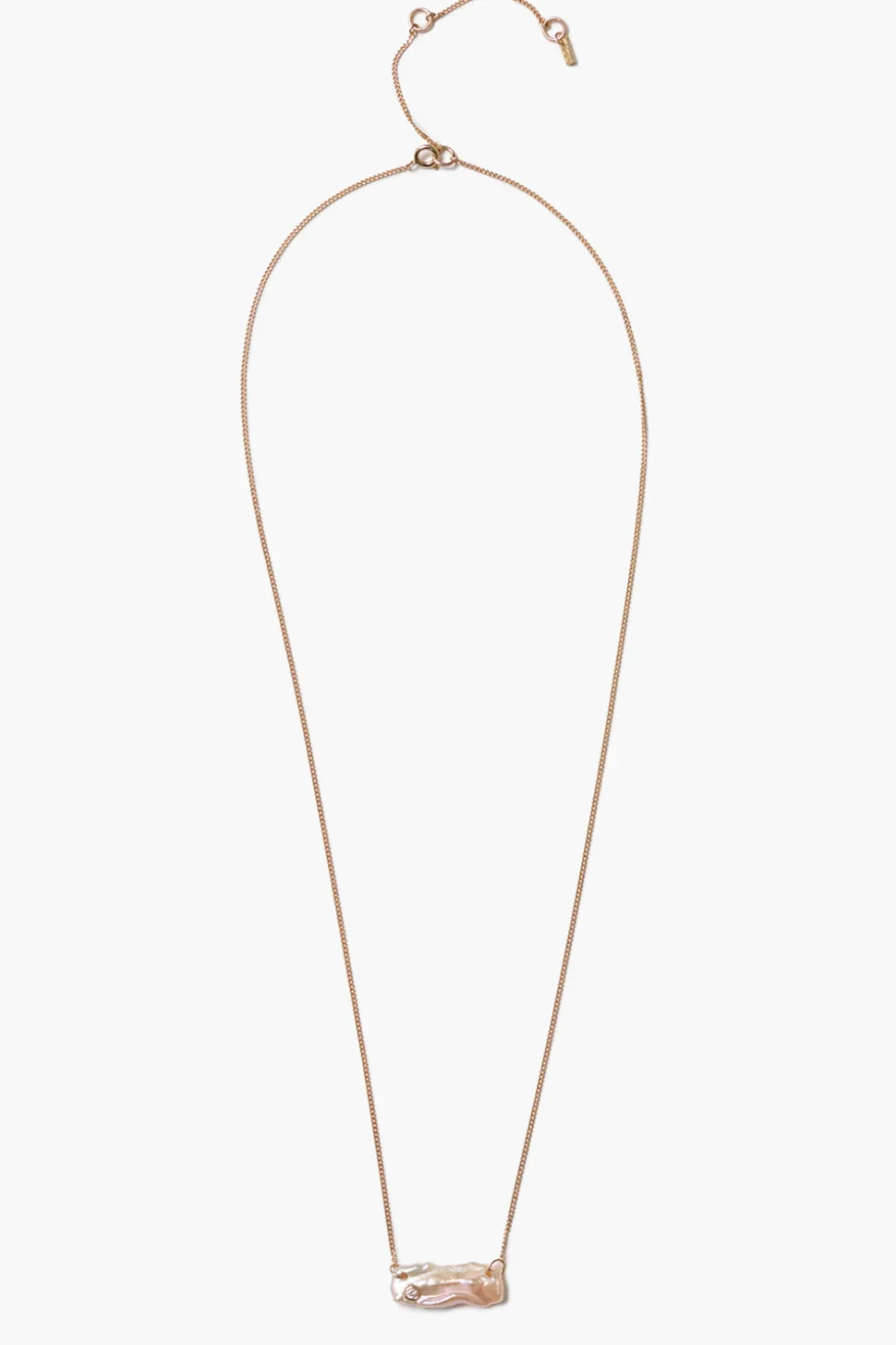14k Diamond Biwa Bar Necklace Pearl