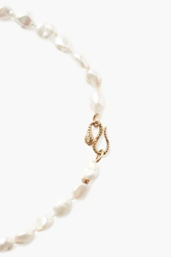 Keshi Pearl Cobra Necklace White