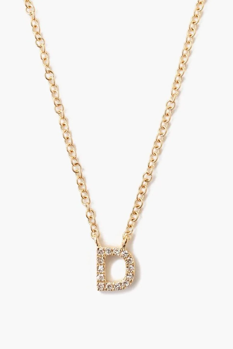 14k Gold and White Diamond Initial Necklace