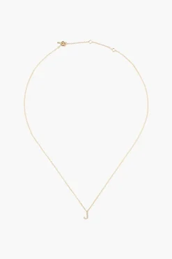 14k Gold and White Diamond Initial Necklace