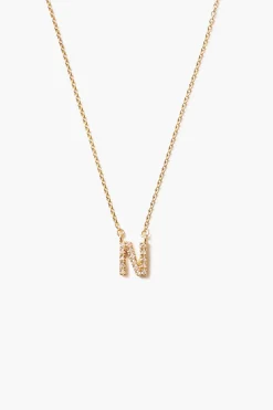 14k Gold and White Diamond Initial Necklace