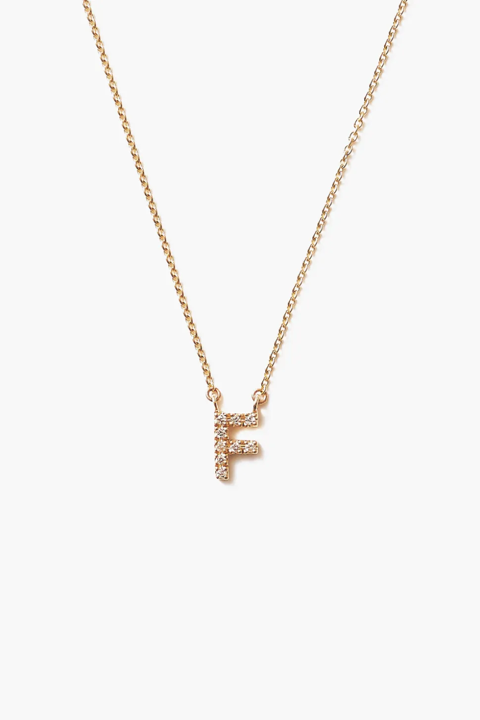 14k Gold and White Diamond Initial Necklace