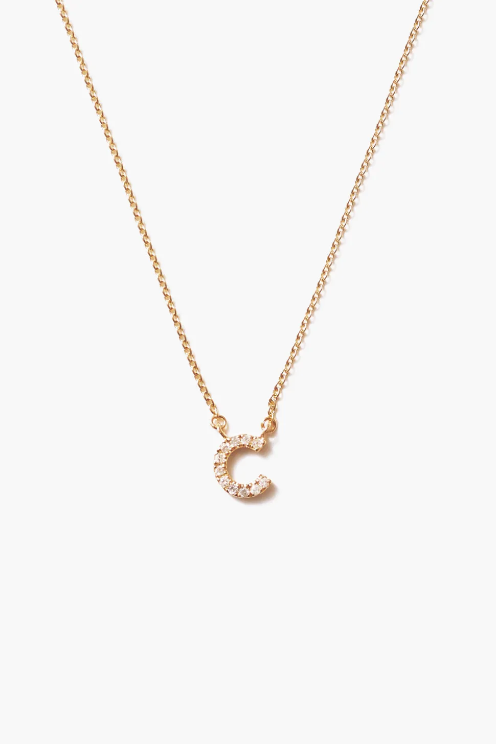 14k Gold and White Diamond Initial Necklace