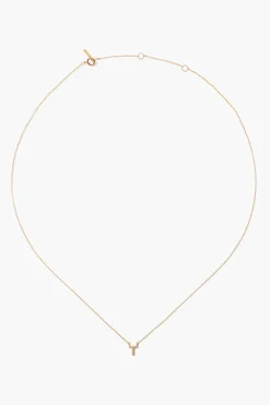 14k Gold and White Diamond Initial Necklace