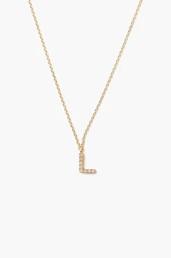 14k Gold and White Diamond Initial Necklace