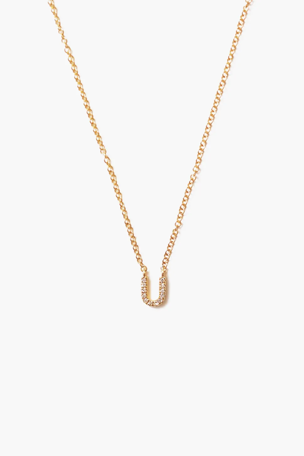 14k Gold and White Diamond Initial Necklace
