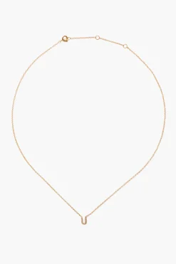 14k Gold and White Diamond Initial Necklace