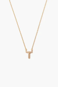 14k Gold and White Diamond Initial Necklace