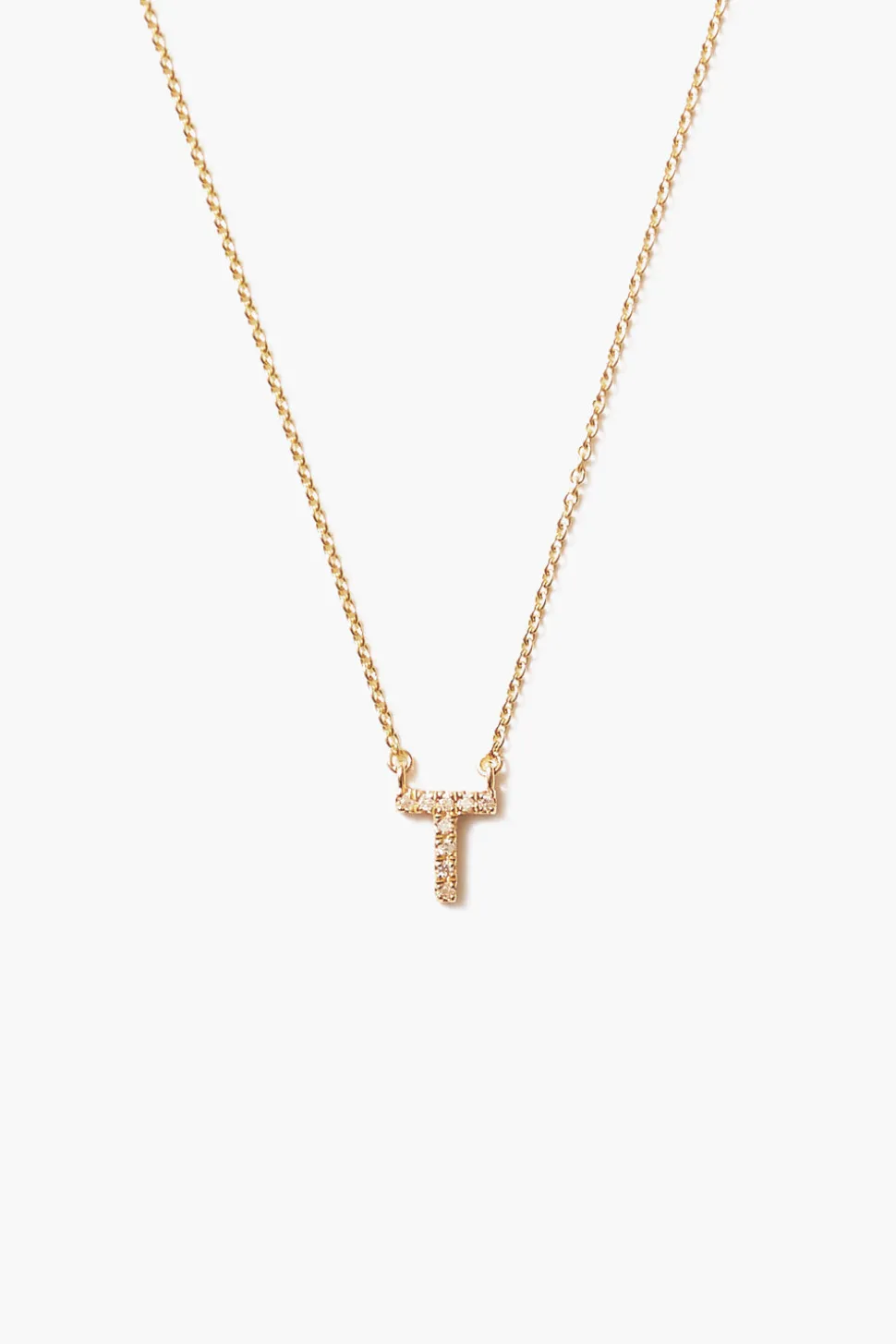 14k Gold and White Diamond Initial Necklace