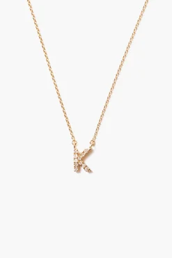 14k Gold and White Diamond Initial Necklace