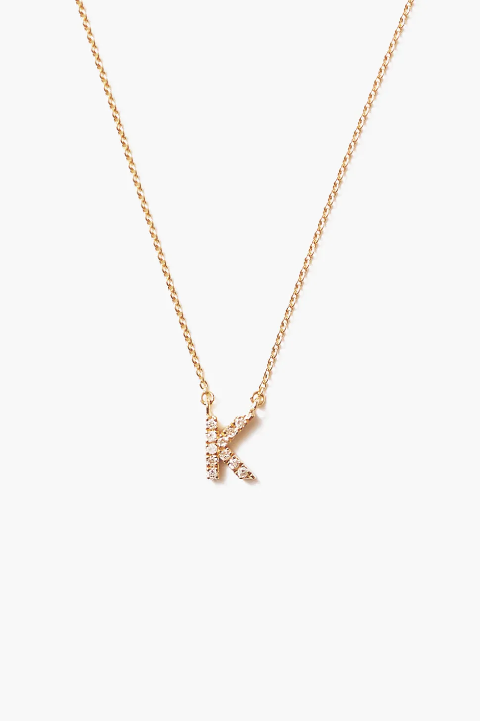 14k Gold and White Diamond Initial Necklace