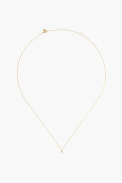 14k Gold and White Diamond Initial Necklace