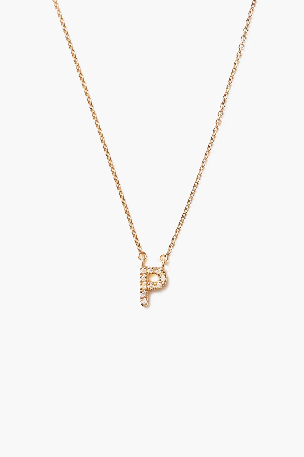 14k Gold and White Diamond Initial Necklace