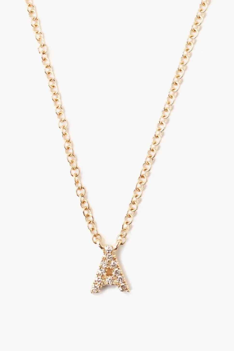 14k Gold and White Diamond Initial Necklace