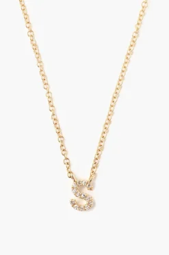 14k Gold and White Diamond Initial Necklace