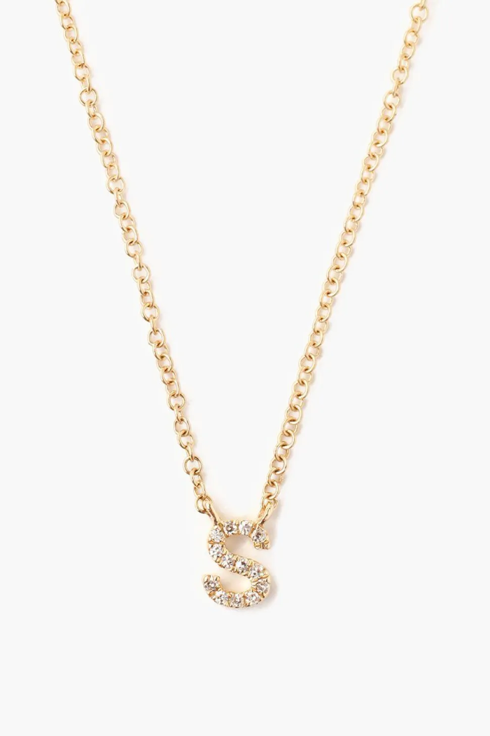 14k Gold and White Diamond Initial Necklace