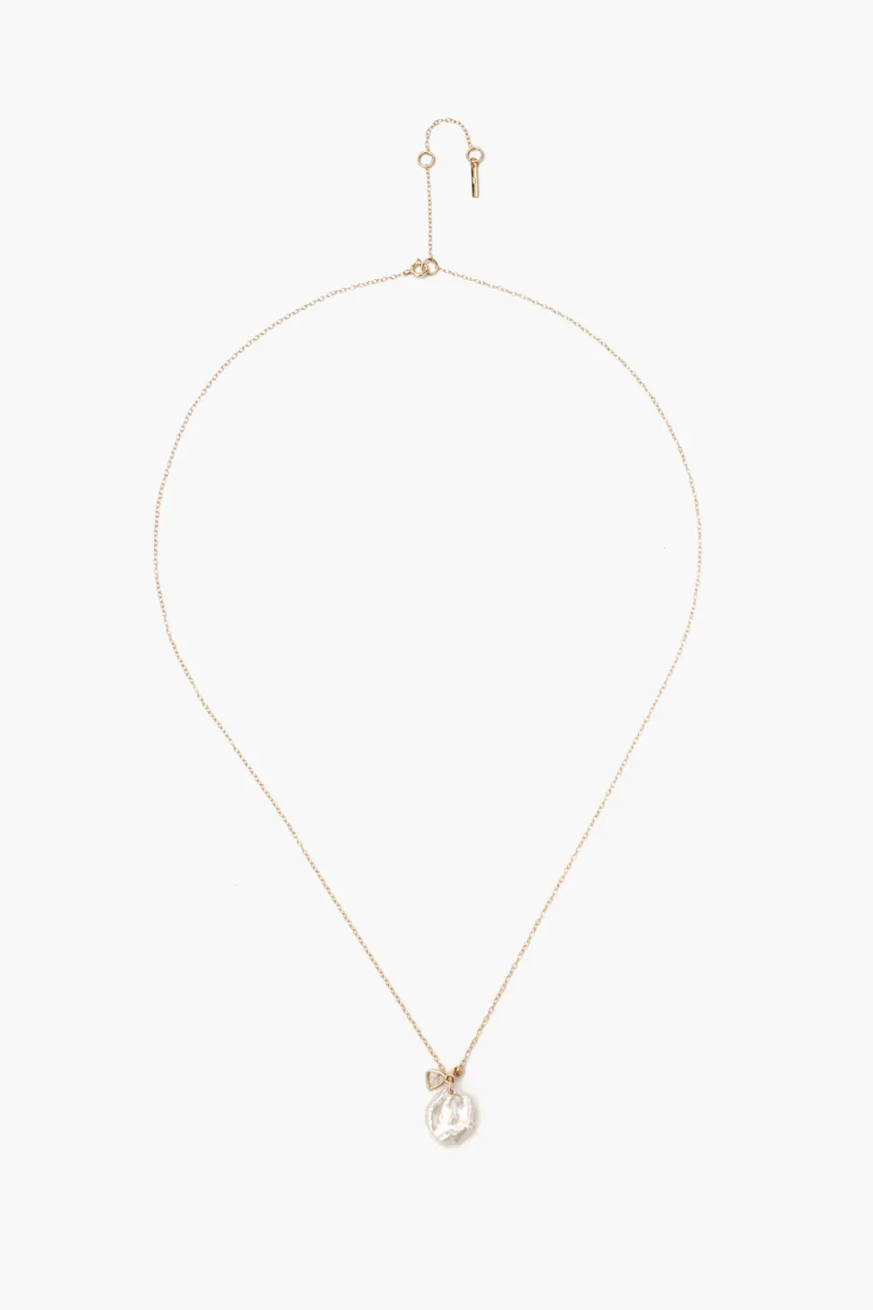 14k Keshi Pearl and Sliced Champagne Diamond Necklace